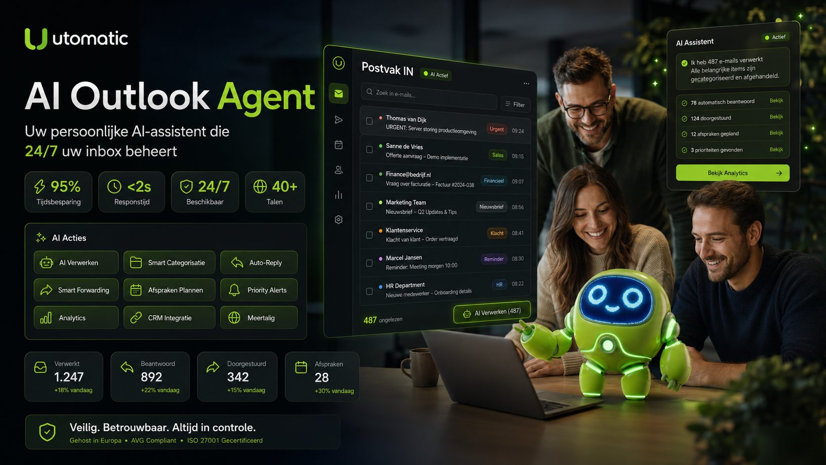 AI Outlook Agent — inbox, AI-assistent en live statistieken